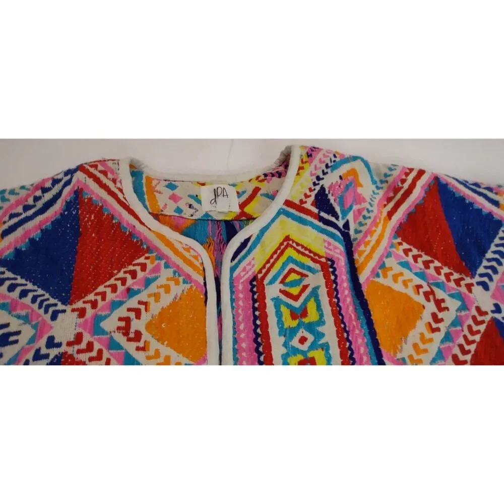 Anthropologie DRA GEO KIMONO Los Angeles Top Size Medium Multicolor 3/4 Sleeve - Picture 8 of 13